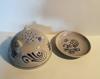 Westerwald salt glaze ceramic sieve strainer colander 2-part