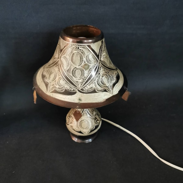 Vintage Tischlampe verziert Kupfer Lampe Antik