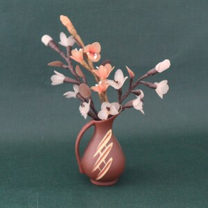 Minivase Vintage Rockabilly mit Strumpfblumen 11cm hoch Bild 2