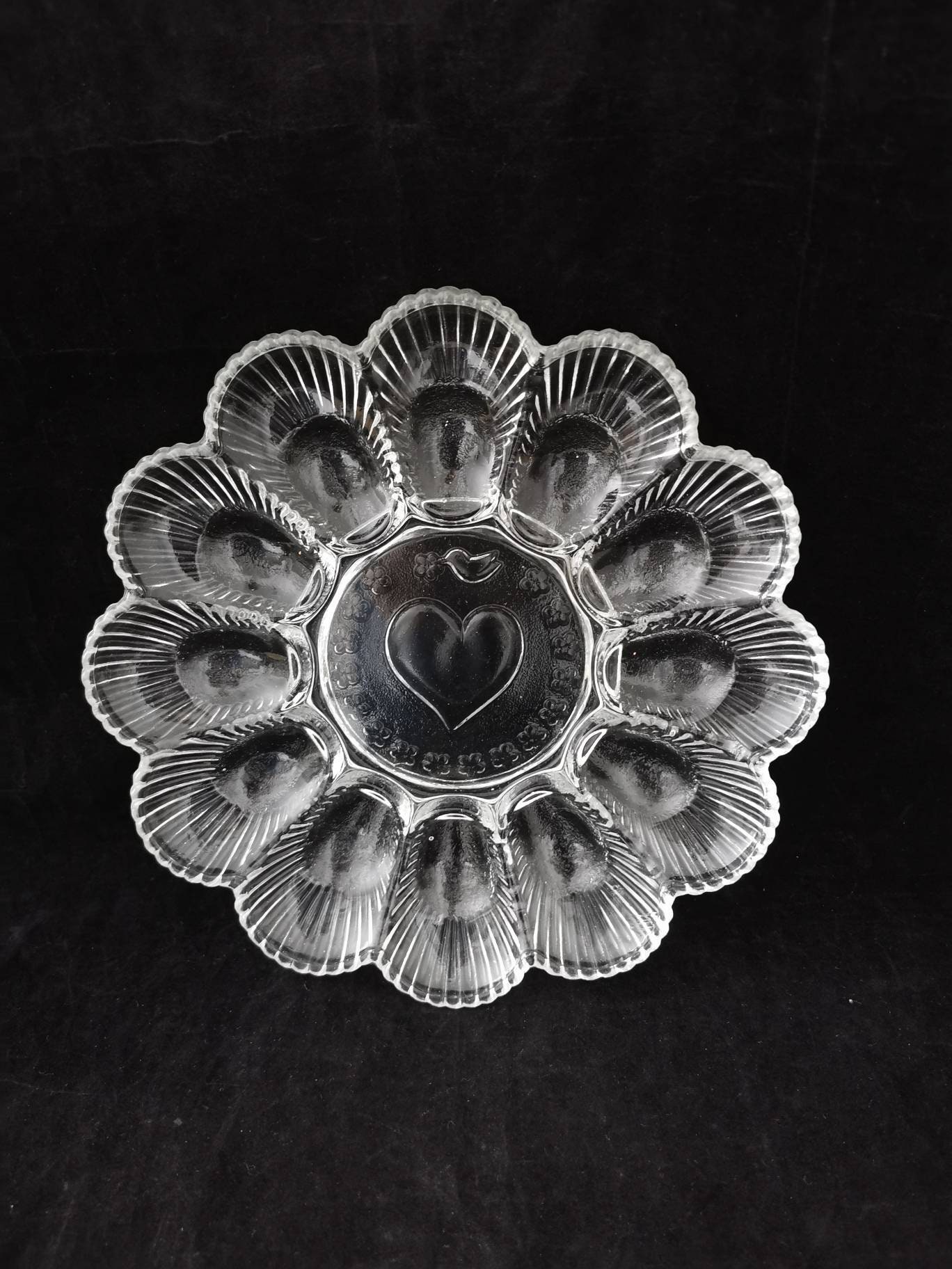 Beautiful Glass Egg Platter Egg Plate 60s Heart Vintage Easter Etsy UK