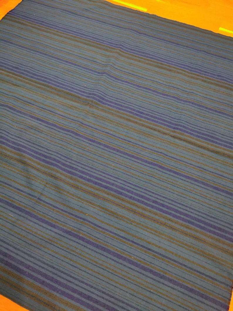 Old fabric residue fabric 70s vintage stripe petrol 140cm x 135cm