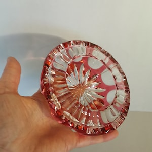 Cenicero bohemio de cristal, cuenco de cristal vintage en mal estado