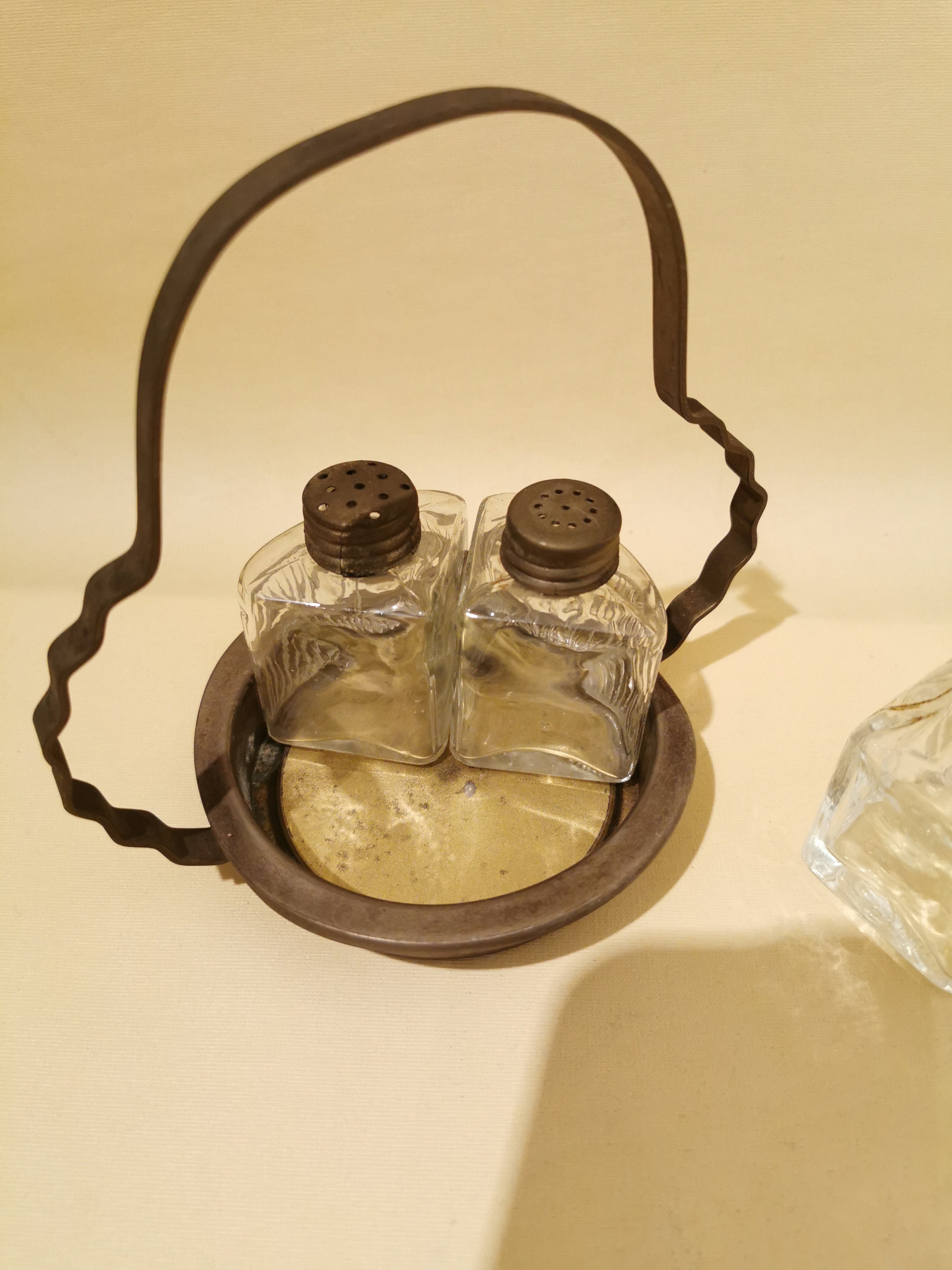 Vintage Salt and Pepper Shaker Set With Glass Inserts Rare Etsy