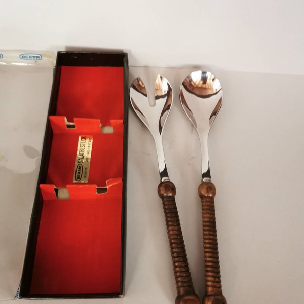 Vintage salad cutlery 70s brand new retro stainless steel