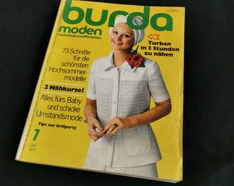 Burda Schnittmuster Turban Nähen Nähanleitung Handarbeiten Anleitung Schnittmusterheft Vintage 1971 Juli