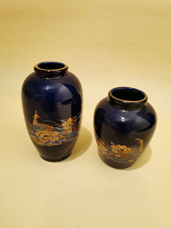 小さなミニ花瓶 2 個 ブルー 70 年代 中国 - Etsy 日本