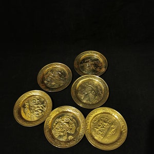6x 70s coasters shabby oriental Arabic vintage design