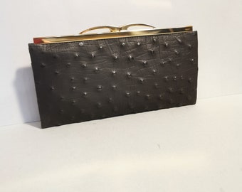 Fabelhafte Vintage Geldbörse  Clutch 60er Jahre schwarz Doppelfach Noppen Burlesque