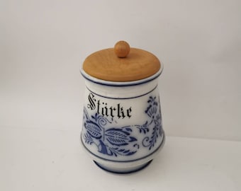 Magic storage jar spice jar storage jars vintage antique kitchen shabby lidded straw flower onion pattern