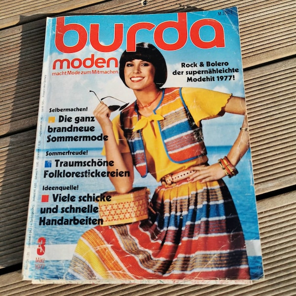 Burda 1977 Schnittmuster Nähen Anleitungen Handarbeiten Heft Zeitschrift