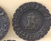 3 Heavy Old Cast Iron Cast Plate Cast Iron Bowl Wall Plate Bertel Thorvaldsen 19.5 cm Motif Venus Bachus
