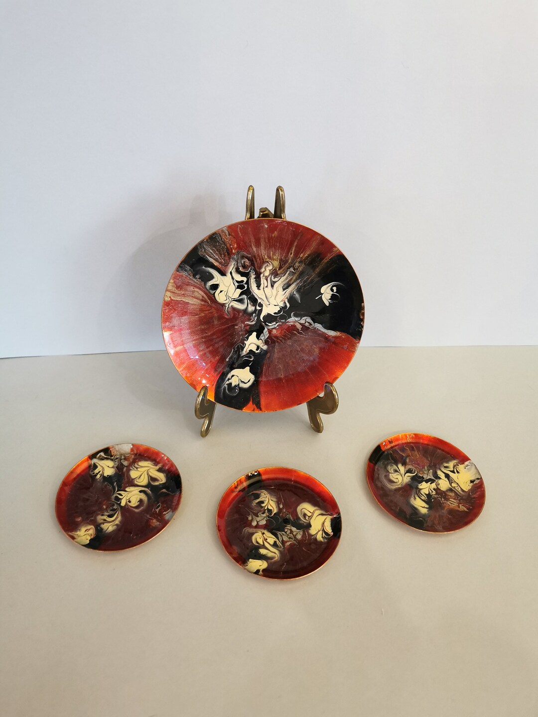 Mid Century Enamel and Copper Coaster main image 1