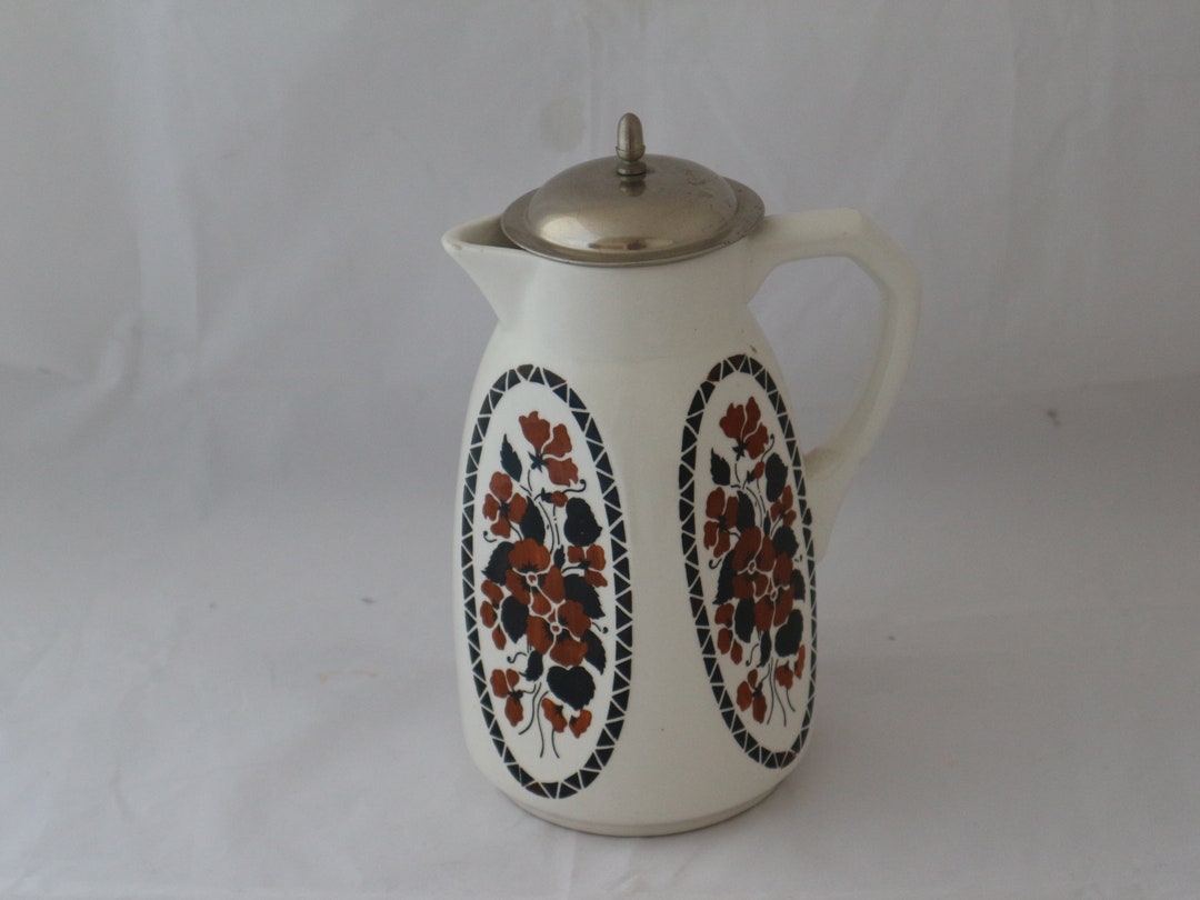 Art Deco Ceramic Cocoa Pot Pot Splash Decoration With Lid Vintage Juice ...