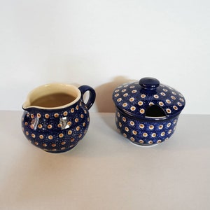 Magical Bunzlau hand-made storage bowl sugar bowl and milk jug stoneware earthenware clay pot shabby decoration Bunzlau handmade