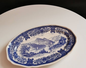 Burgenland Villeroy and Boch vintage England shabby V&B Burgenland blue cake platter platter