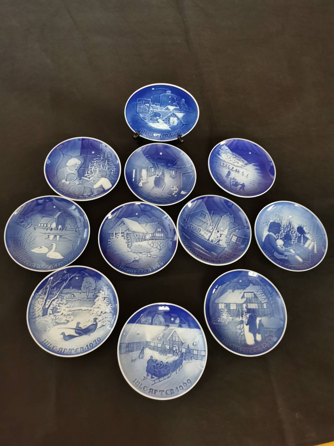 Bing And Grondahl Plate Christmas Pheasants In The Snow 1970 Annual Blue And Whi
