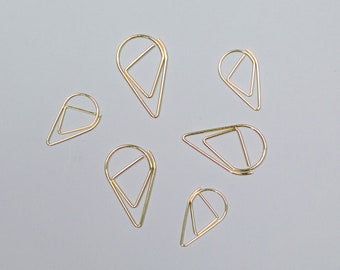 Paper Clips in drop shape - set of 6 - gold