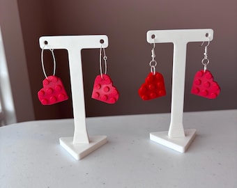 Lego heart earrings
