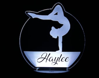 Personalized LED Gymnastics Night Light, Gymnastics LED Light, Personalized Gymnastics Gift, Gift for a Gymnast, Gymnastics gift