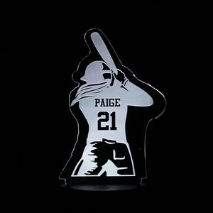 Personalized Softball Player LED Night Light, Engraved Gift