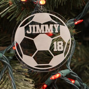 Engraved Acrylic Soccer Player Ornament, Personalized Soccer Ornament, Soccer Ornament, Soccer Christmas ornament