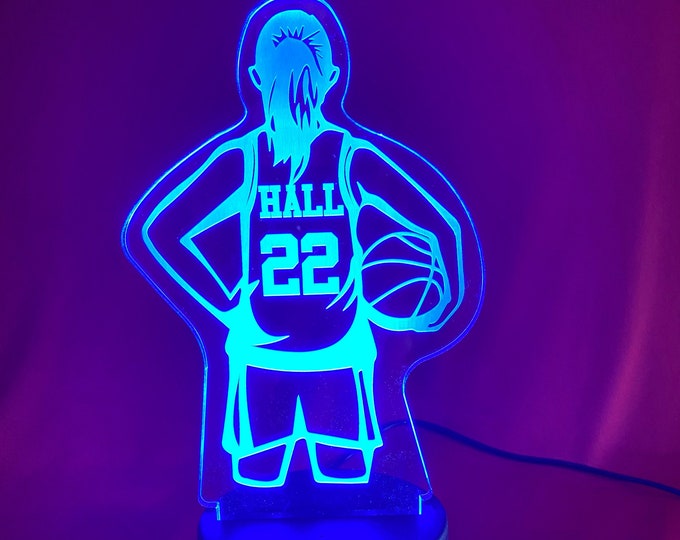 Personalized LED Girls Basketball Night Light, Girls Basketball Light, Personalized Basketball Gift, Gift for Basketball player