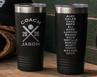 Custom Baseball Coach 20 oz Tumbler, Personalized Baseball Coach Gift, Coach Gift from Baseball Team, Coach appreciation Gift