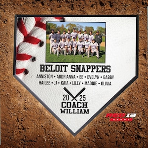 Personalized Baseball Home Plate Photo Plaque, Baseball Coach Photo Gift, Baseball Team Gift, Baseball Award, Baseball Trophy