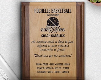 Personalized Basketball Coach Engraved Plaque, Basketball Coach Gift, Basketball Team Gift, Basketball Plaque, Basketball Award