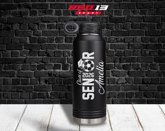 Custom Senior Soccer Player 32 oz. Stainless Steel Water Bottle