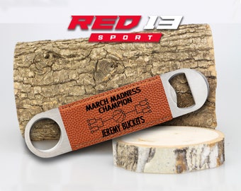 Personalized March Madness Leather Bottle Opener, March Madness Gifts, March Madness Bottle Opener, March Madness Beer Gift