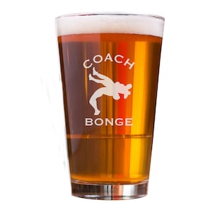 Personalized Wrestling Coach Pint Glass, Beer Glass, Coaches Gift, Wrestling Coach Gift, Wrestling Gift, Gift for Wrestling Coach