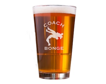 Personalized Wrestling Coach Pint Glass, Beer Glass, Coaches Gift, Wrestling Coach Gift, Wrestling Gift, Gift for Wrestling Coach