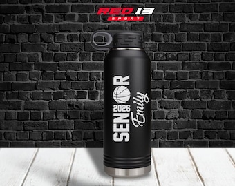 Personalized Senior Basketball Player 32 oz. Stainless Steel Engraved Water Bottle