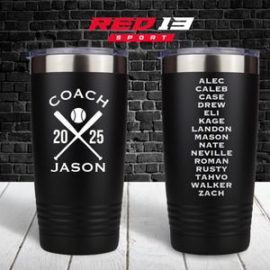 Custom Baseball Coach 20 oz Tumbler, Personalized Baseball Coach Gift, Coach Gift from Baseball Team, Coach appreciation Gift