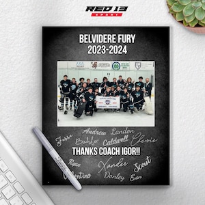 Personalized Hockey Team 8&quot; x 10&quot; UV Printed Photo Autograph Plaque, Autographed Memory Plaque, Hockey Photo Gift, Hockey Team Gift