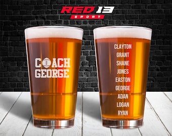 Personalized Football Coach Pint Glass Double Sided, Football Glass, Coaches Gift, Football Coach Gift, Gift for Football Coach
