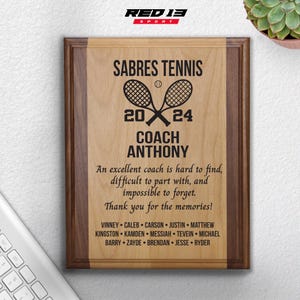 Personalized Tennis Coach Engraved Plaque, Tennis Coach Gift, Tennis Team Gift, Tennis Gift, Gift for Tennis Coach