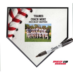 Personalized Baseball Home Plate Photo Plaque, Autographed Team Home Plate, Baseball Team Gift, Baseball Award, Baseball Trophy