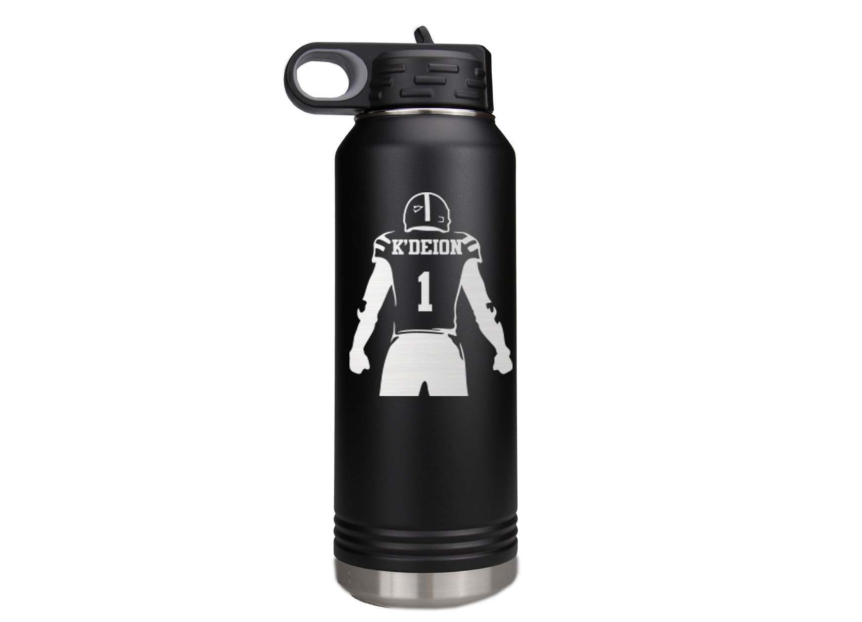 Custom Laser Engraved Football Player 32 Oz. Stainless Steel Water ...