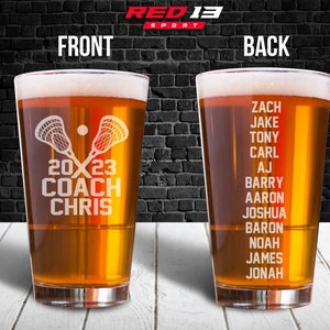 Personalized Lacrosse Coach Pint Glass, Lacrosse Coach Gift, Gift for Lacrosse Coach, Lacrosse Cup, Lacrosse Gift,  Gift for Lacrosse Coach