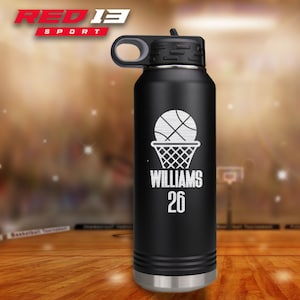 Personalized Laser Engraved Basketball Player 32 oz. Stainless Steel Water Bottle, Basketball Waterbottle, Basketball Player Gift