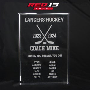 Premium Laser Engraved Hockey Coach Plaque, Hockey Coach Award, Hockey Coach Recognition Award, Hockey Award