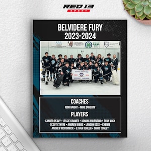 Personalized Hockey Team 8&quot; x 10&quot; UV Printed Photo Plaque, Sports Memory Plaque, Sports Team Photo Gift, Hockey Team Gift