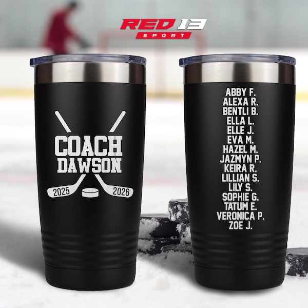 Personalized Hockey Coach Double Sided Tumbler, Engraved Hockey Coach Gift, Hockey Team Gift, Hockey Coach Gift Idea, Engraved Hockey Gift