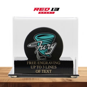 Personalized Engraved Hockey display case, Acrylic Hockey Cube Display, Game Puck Display, First Goal ball display
