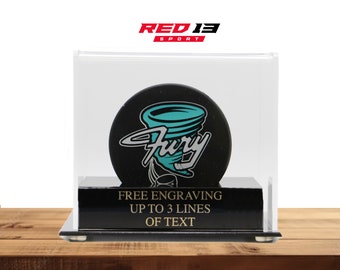 Personalized Engraved Hockey PUck display case