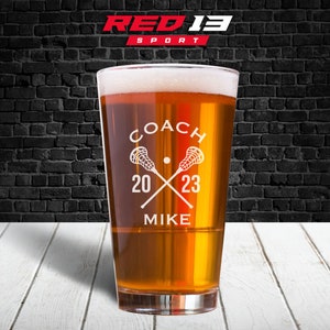 Personalized Lacrosse Coach Pint Glass, Coaches Gift, Lacrosse Coach Gift, Personalized Glass, Gift for Lacrosse Coach, Lacrosse Glass