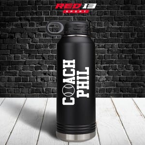 Personalized Baseball Coach 32 oz. Stainless Steel Water Bottle, Baseball Coach Gift, Baseball Coach Gift, Baseball Coach Gift Idea
