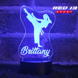 Personalized LED Karate Girl Night Light, Martial Arts LED Light, Custom Karate Gift, Gift for a Martial Art Girl